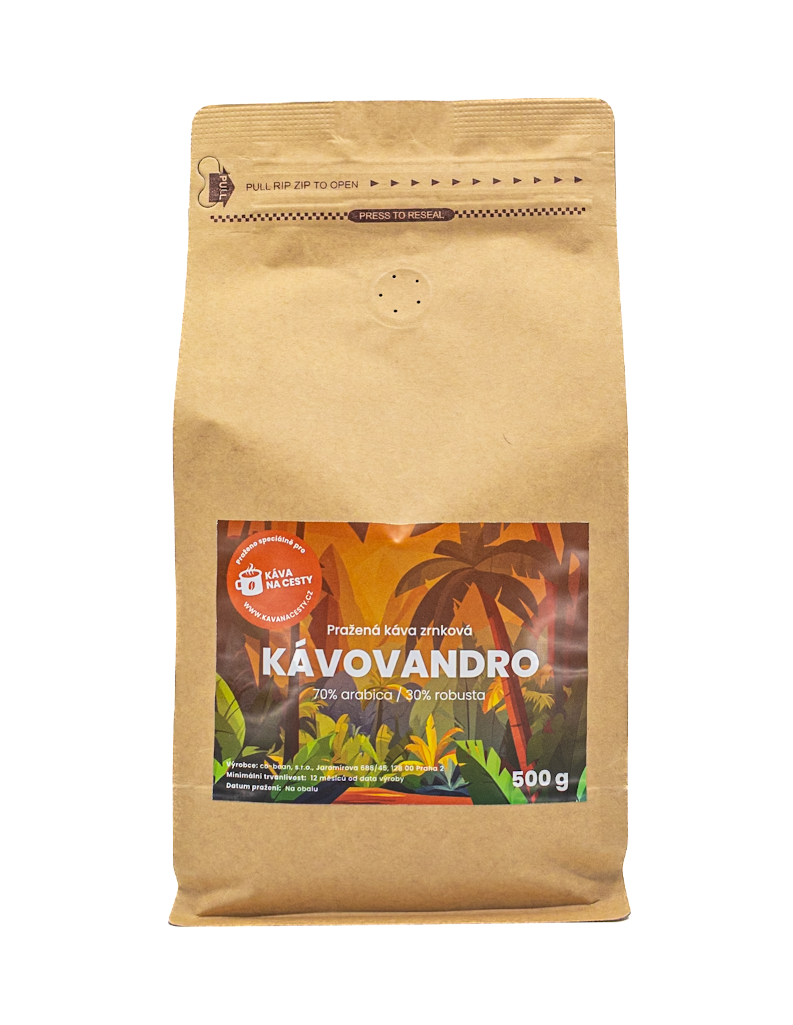 Káva na cesty Kávovandro 500 g Zrnková káva