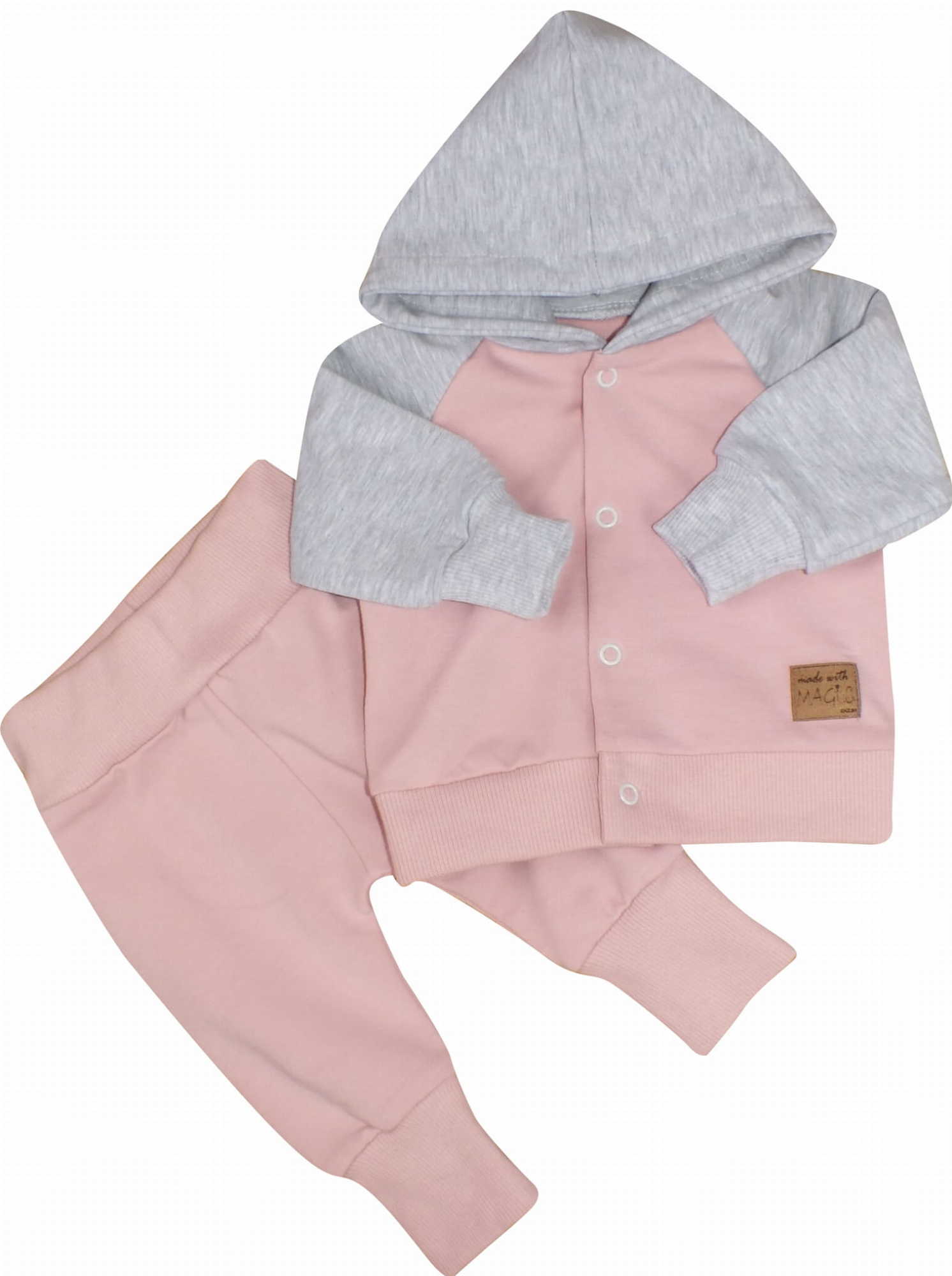 Kazum Tepláková souprava s kapucí Magic , růžová/šedá, vel. 74 vel.  74