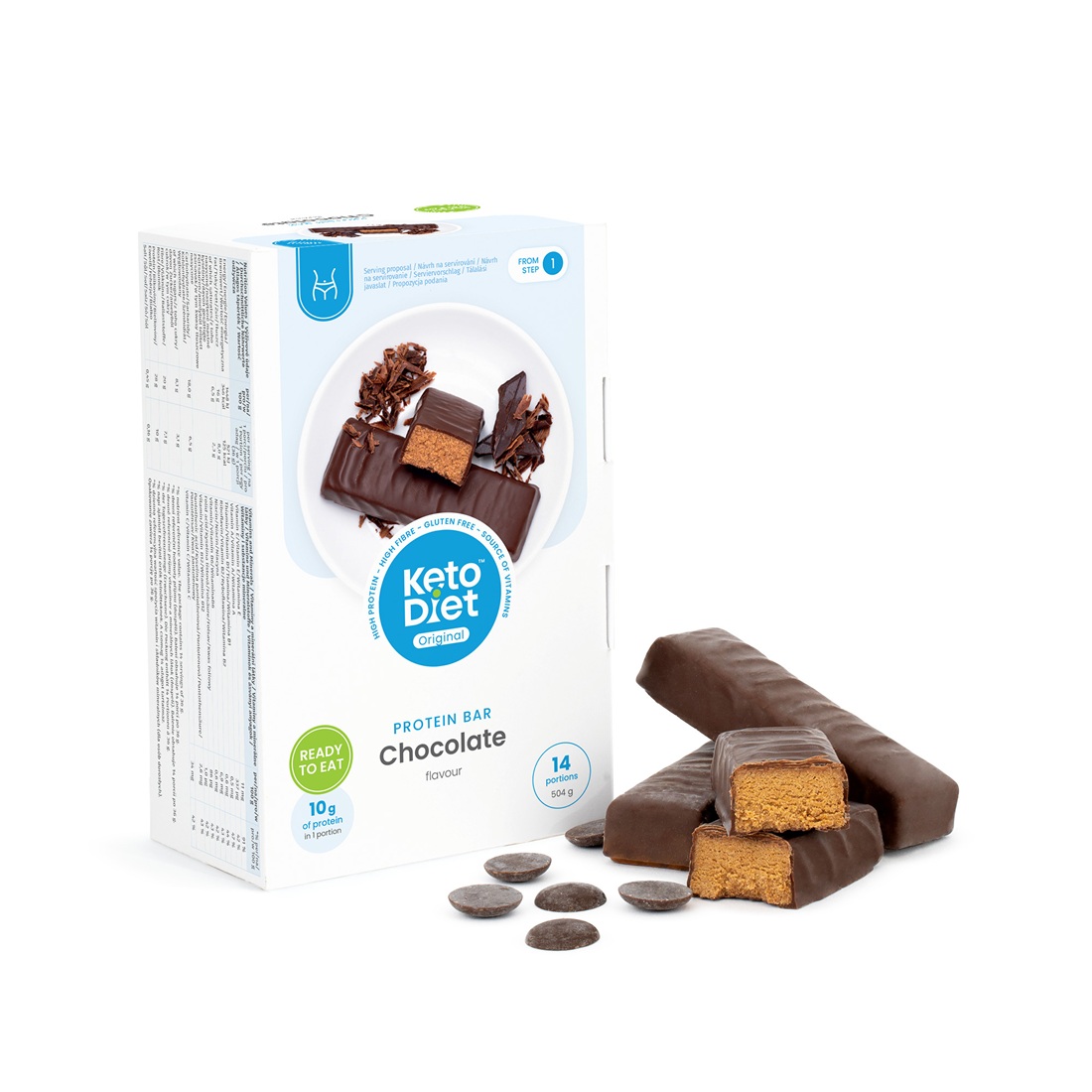 KetoDiet Proteinové tyčinky - příchuť čokoláda (14 ks - 7 porcí)