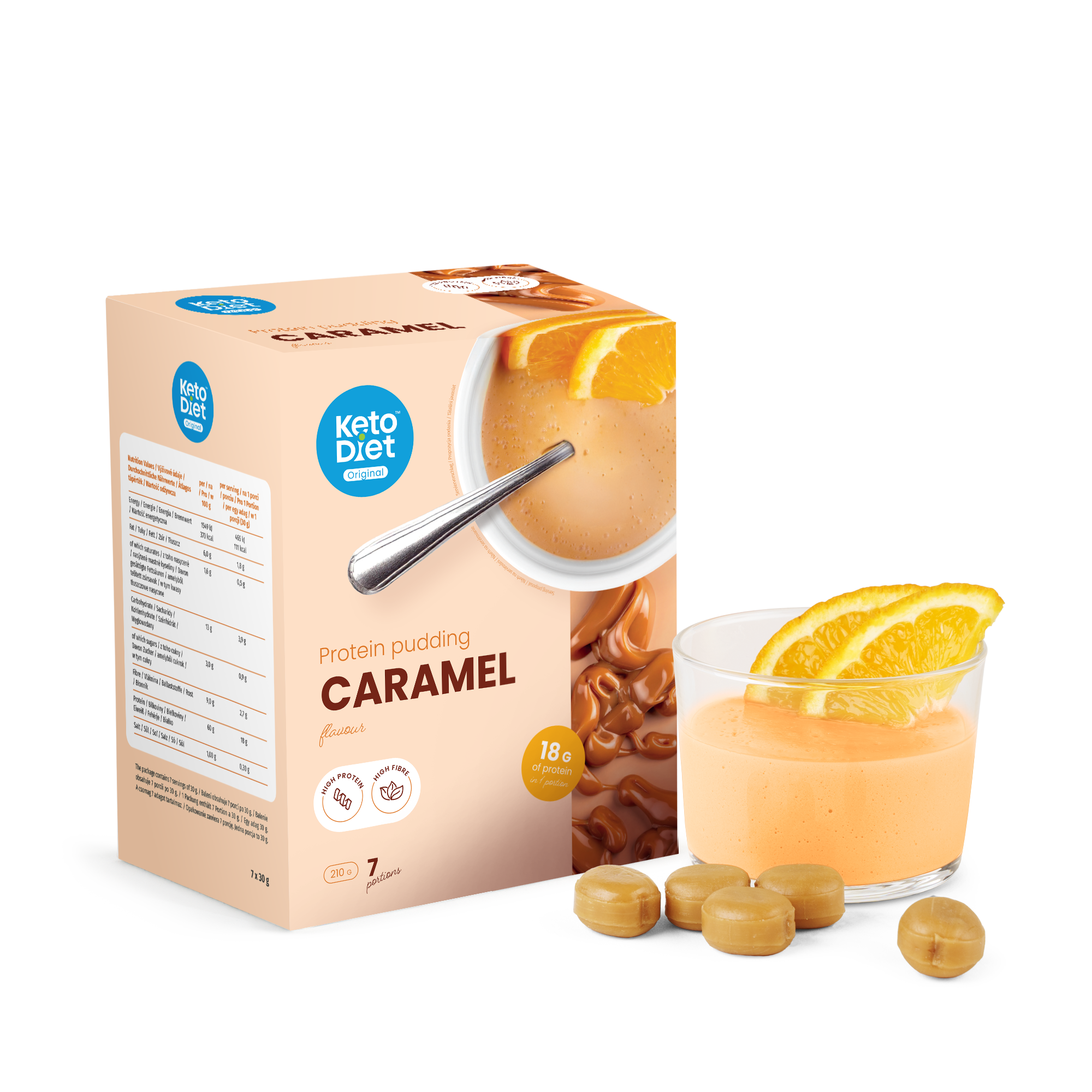 KetoDiet Proteinový pudink - příchuť karamel (7 porcí)