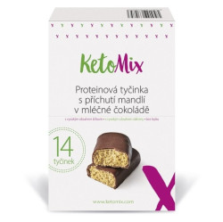 KETOMIX Proteinová tyčinka s příchutí mandlí v mléčné čokoládě 14 kusů