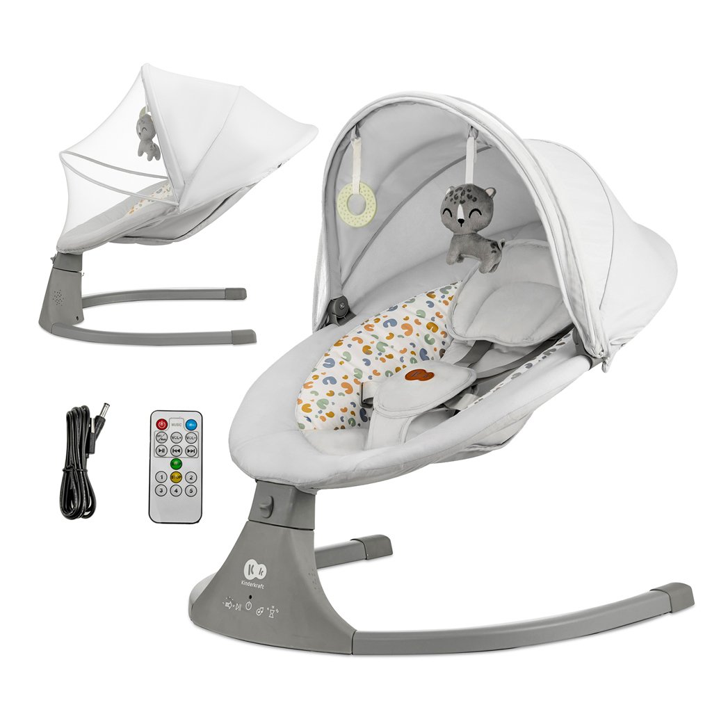 Kinderkraft Lehátko houpací s melodií 2v1 Lumi, do 9 kg, Premium Light Grey
