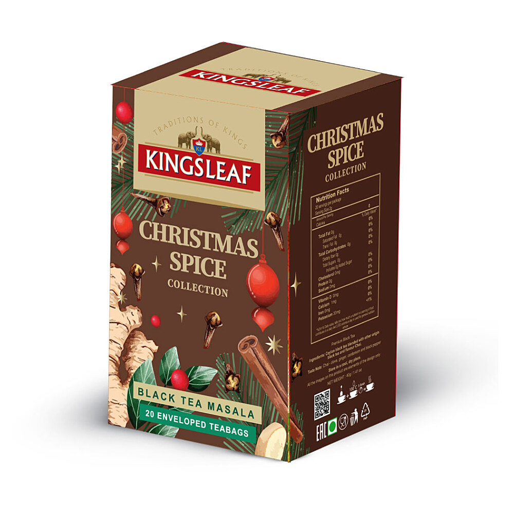 KINGSLEAF Xmas black masala černý čaj 20 sáčků