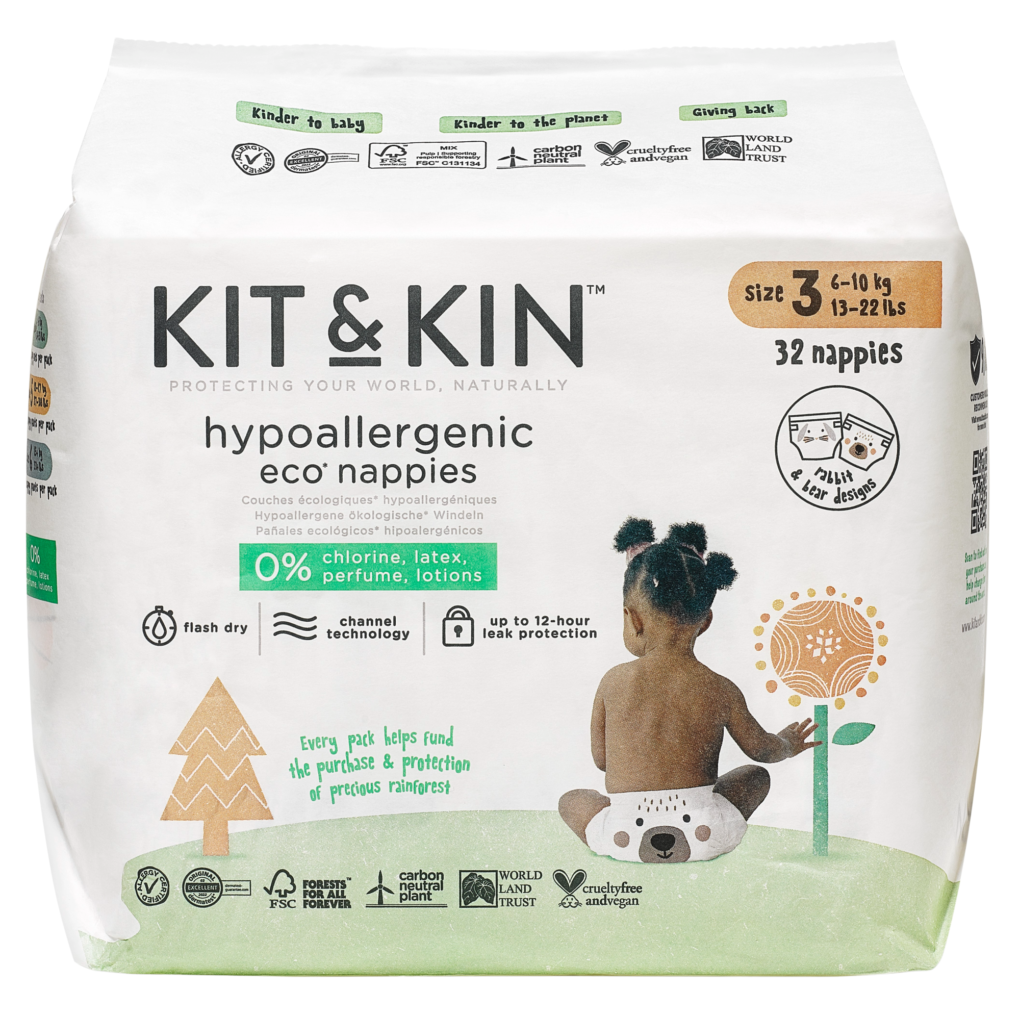 KIT & KIN Eko plenky, velikost 3, 32 ks