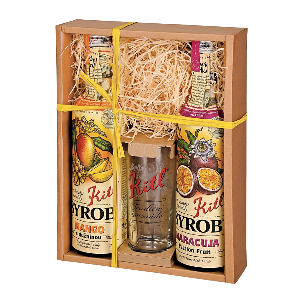 KITL Dárková kazeta se skleničkou mango + maracuja 2 x 500 ml