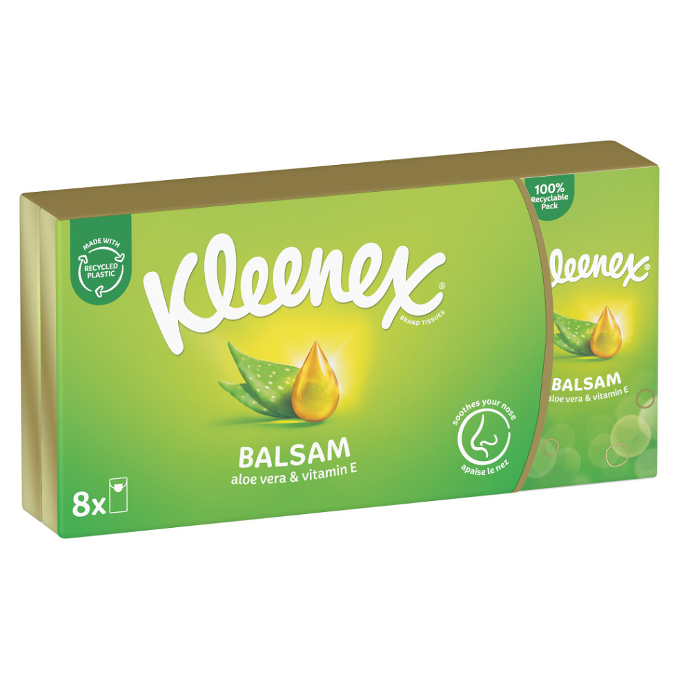 KLEENEX Papírové kapesníky 4-vrstvé Balsam 8 x 9 kusů