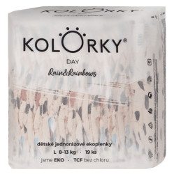 KOLORKY DAY Jednorázové EKO plenky déšť & duhy L (8-13 kg) 19 kusů