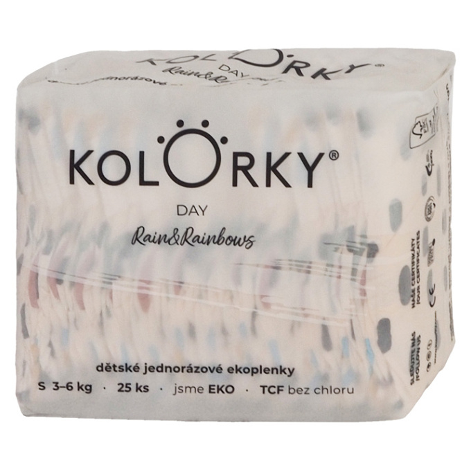 KOLORKY DAY Jednorázové EKO plenky déšť & duhy S (3-6 kg) 25 kusů