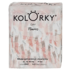 KOLORKY DAY Jednorázové EKO plenky květy XL (12-16 kg) 17 kusů