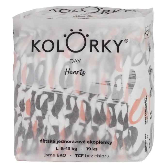 KOLORKY DAY Jednorázové EKO plenky srdce L (8-13 kg) 19 kusů