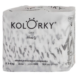 KOLORKY DAY Jednorázové EKO plenky srdce S (3-6 kg) 25 kusů