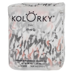 KOLORKY DAY Jednorázové EKO plenky srdce XL (12-16 kg) 17 kusů