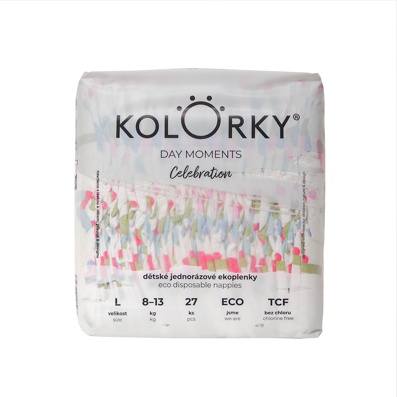 KOLORKY DAY MOMENTS - Celebration - L (8-13 kg) - jednorázové ekoplenky 27 ks