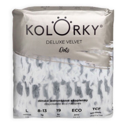 KOLORKY DELUXE VELVET Jednorázové EKO plenky puntíky L (8-13 kg) 19 kusů