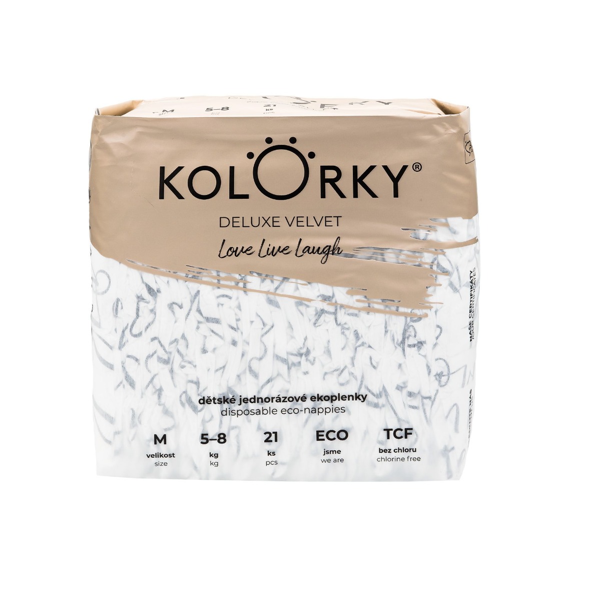 KOLORKY DELUXE VELVET Jednorázové eko plenky se sametovým povrchem vel. M 5-8 kg 21 ks