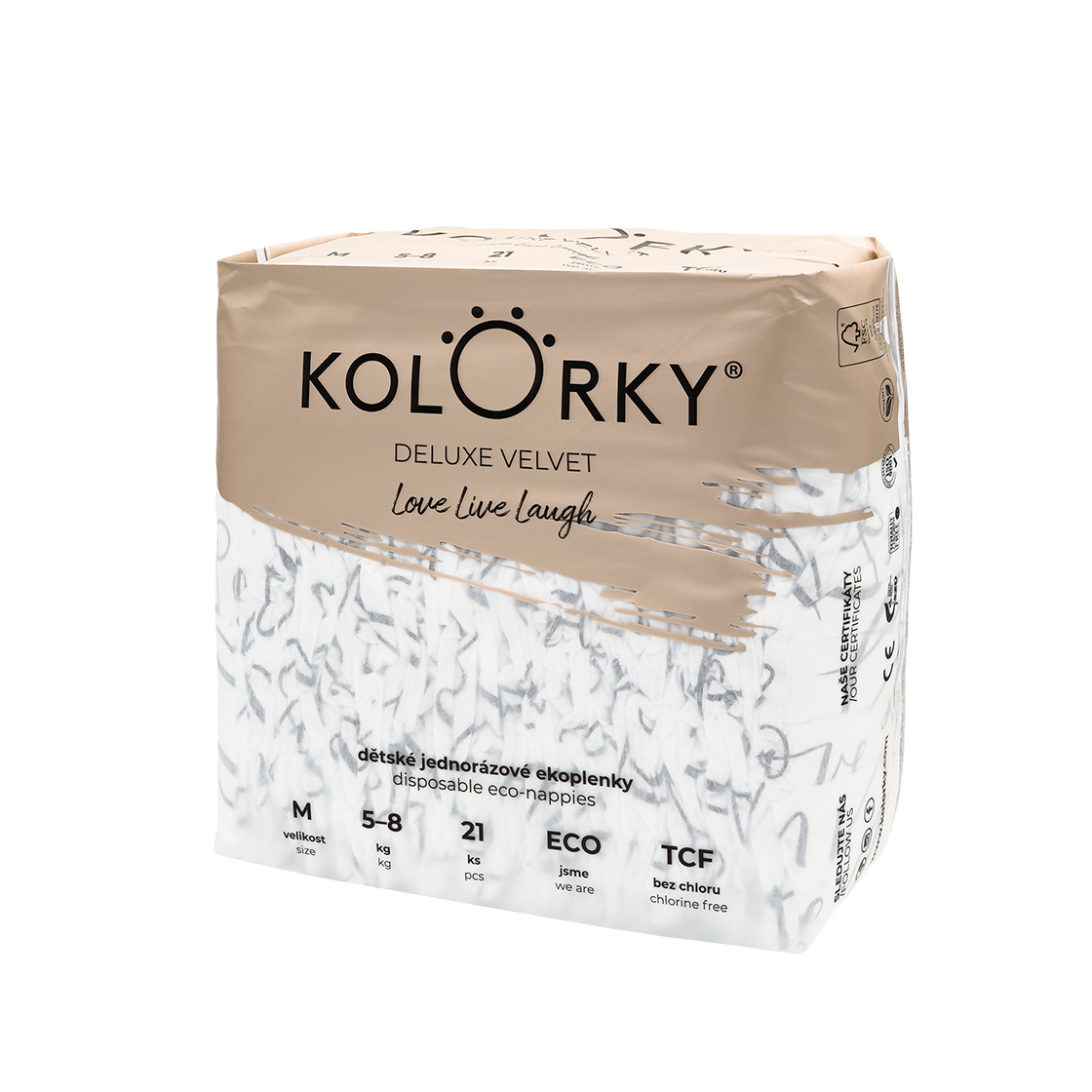 KOLORKY DELUXE VELVET Love Live Laugh vel. M (5-8 kg) 21 ks