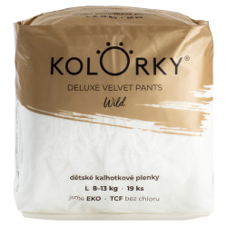 KOLORKY DELUXE VELVET PANTS Jednorázové kalhotkové EKO plenky wild L (8-13 kg) 19 kusů