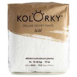 KOLORKY Deluxe velvet pants Jednorázové kalhotkové EKO plenky wild XL (12-16 kg) 17 kusů