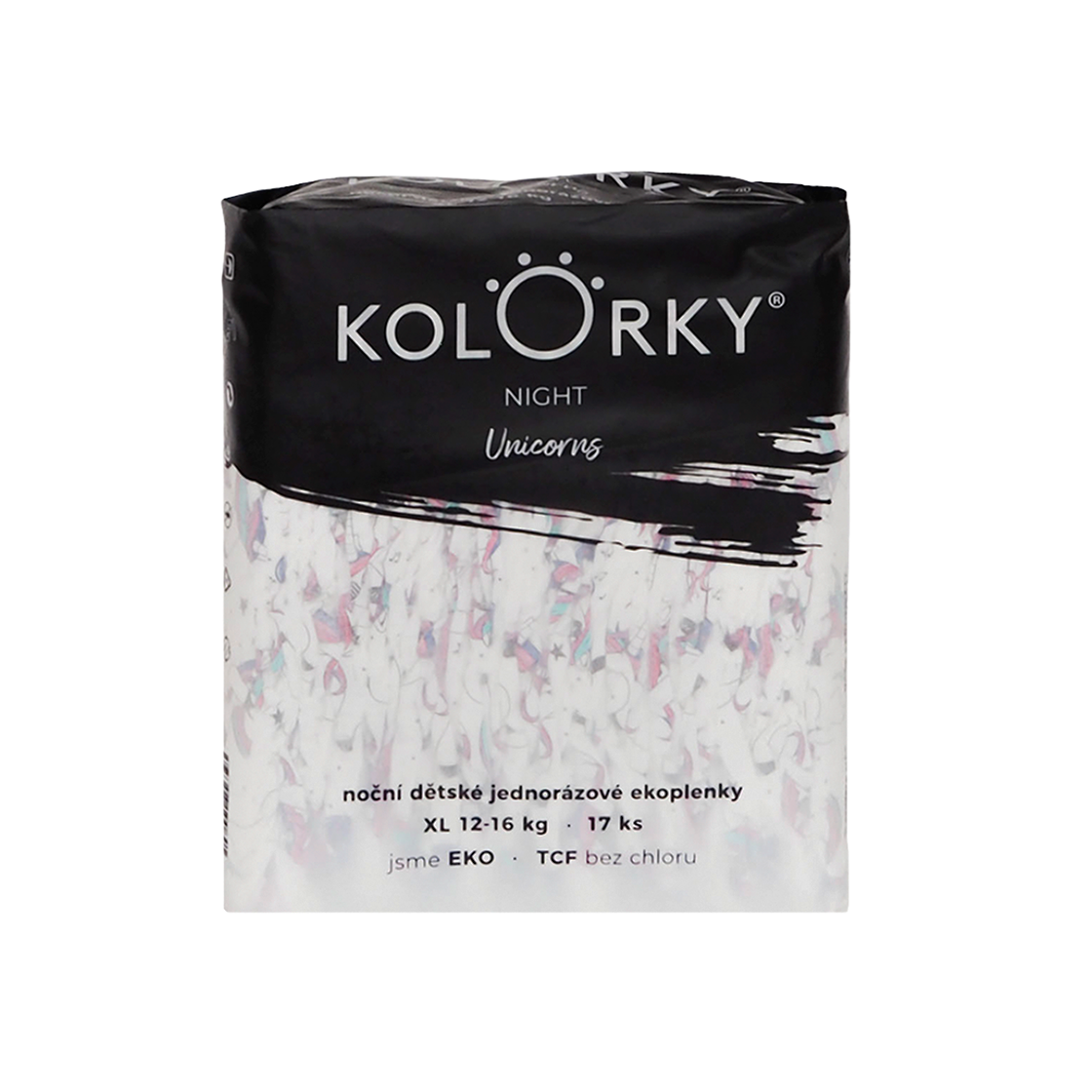 KOLORKY NIGHT jednorožci XL (12-16 kg) noční jednorázové eko plenky 17 ks