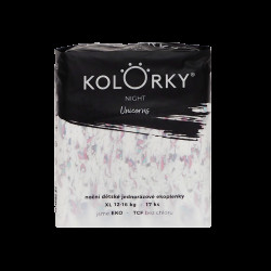 KOLORKY NIGHT jednorožci XL (12-16 kg) noční jednorázové eko plenky 17 ks
