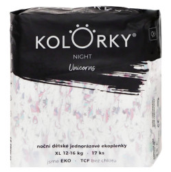 KOLORKY Night jednorožci XL 12-16 kg noční jednorázové eko plenky  17 ks