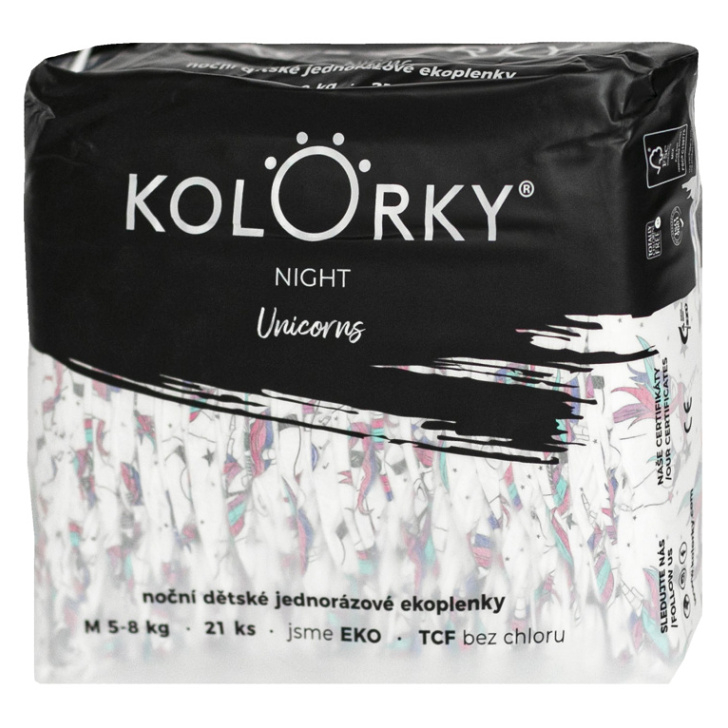 KOLORKY NIGHT Noční jednorázové EKO plenky M (5-8 kg) 21 kusů
