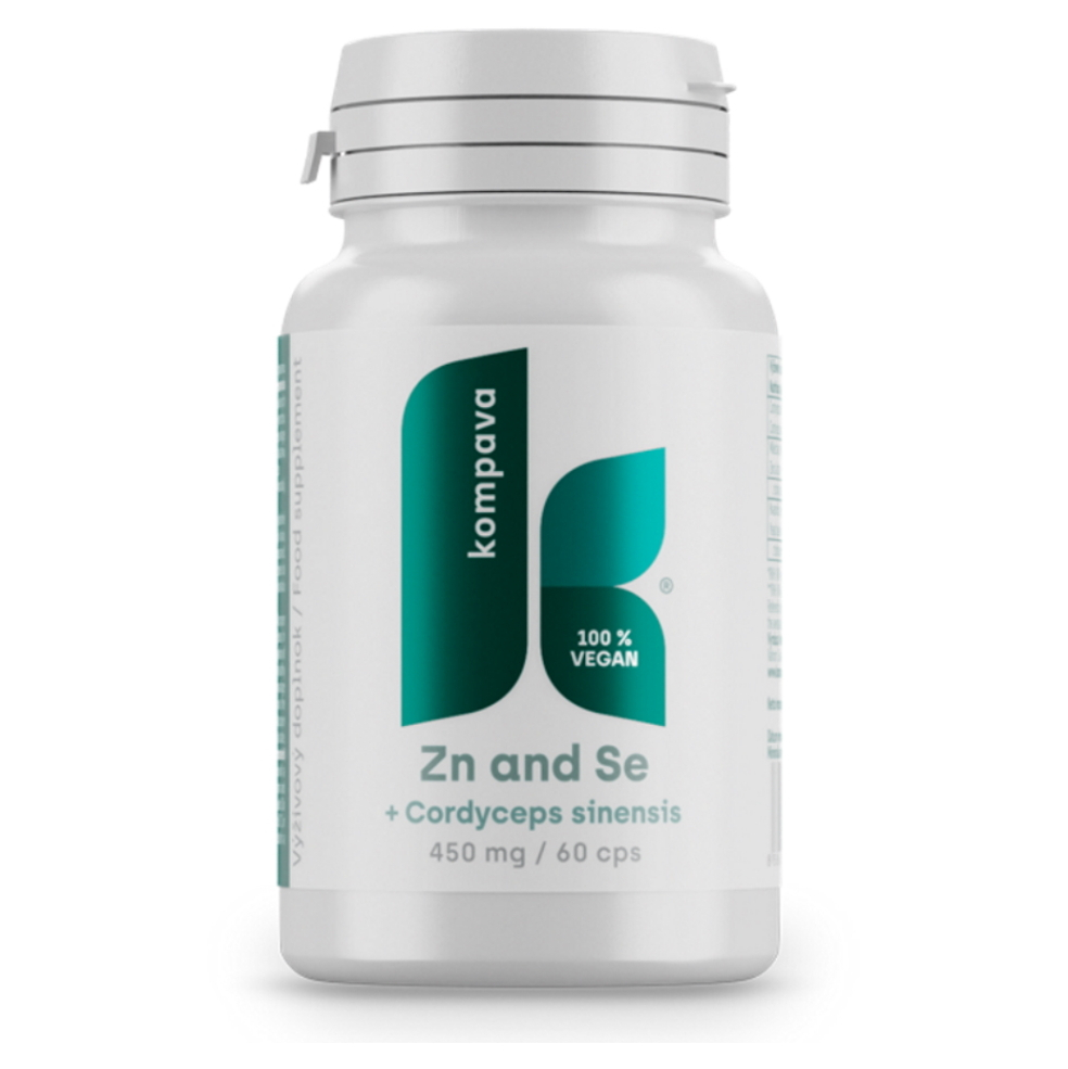 KOMPAVA Zinek a selen + cordyceps sinensis 450 mg 60 kapslí