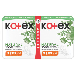 KOTEX Natural Dámské hygienické vložky Normal 16 kusů