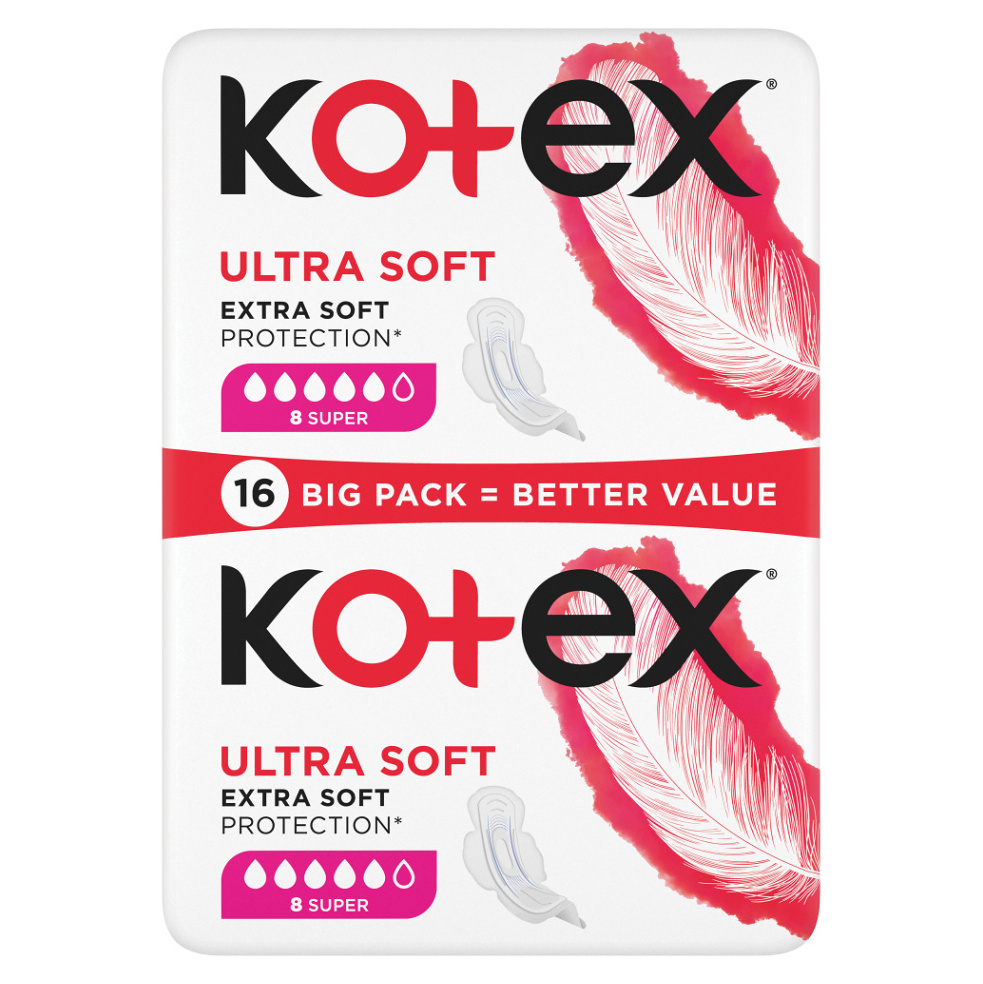 KOTEX Ultra Soft Dámské hygienické vložky Super 16 kusů