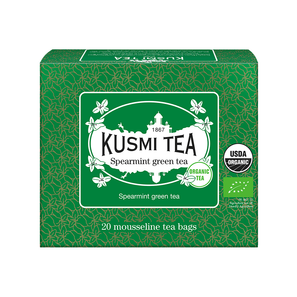 Kusmi Tea Organic Spearmint Green tea mušelínové sáčky 20x2 g