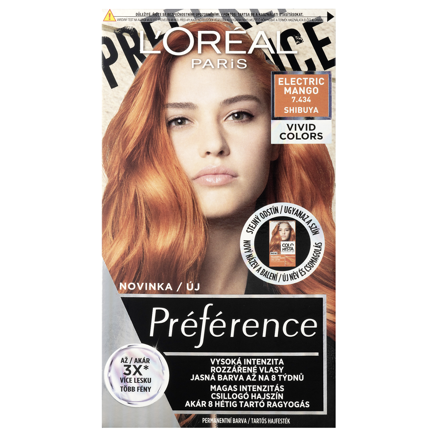 L'ORÉAL PARIS Préférence Vivid Colors permanentní barva na vlasy 7.434 Shibuya 150 ml