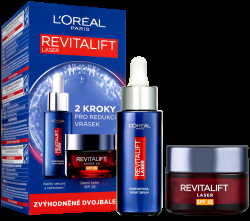 L'ORÉAL PARIS Revitalift Laser noční sérum s 0.2% čistého retinolu, 30 ml + Revitalift Laser X3 denní krém SPF 25, 50 ml