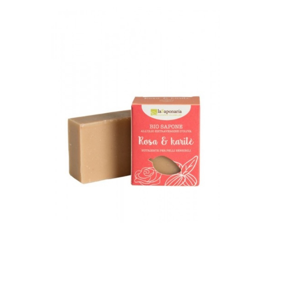 LA SAPONARIA Tuhé olivové mýdlo Růžový olej a bambucké máslo BIO 100 g