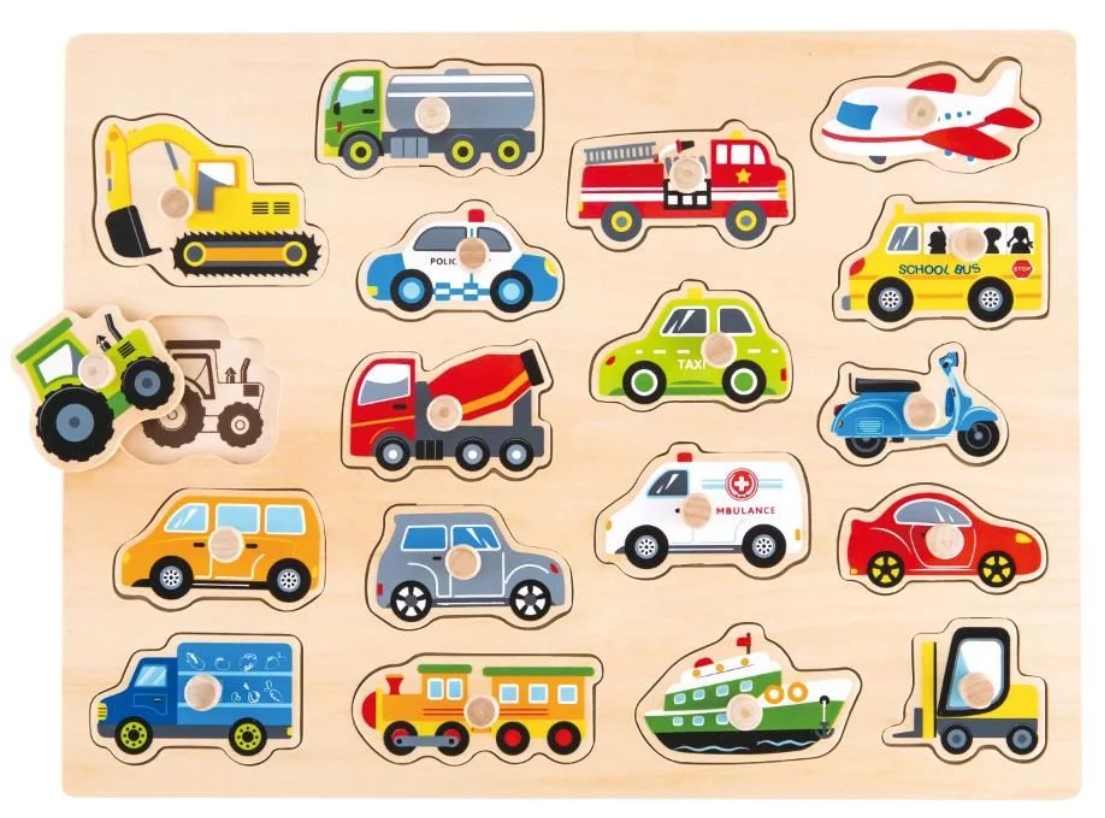 Lelin Edukační vkládačka, puzzle - Dopravní prostředky