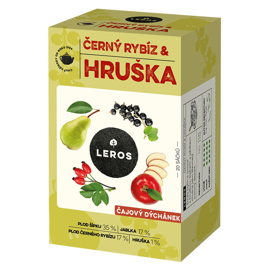 LEROS Čajový dýchánek černý rybíz a hruška 20 sáčků