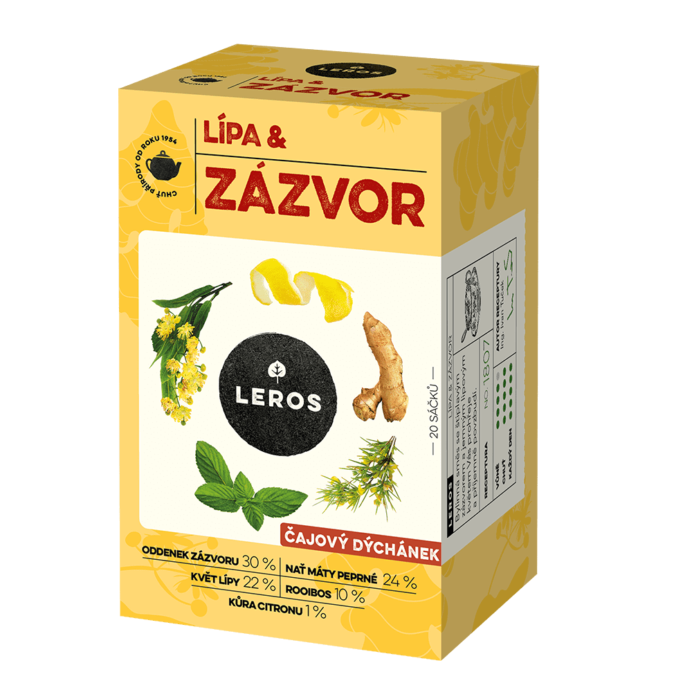 Leros Čajový dýchánek Lípa&Zázvor 20x2 g