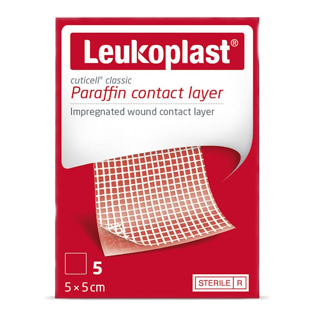 LEUKOPLAST Cuticell Classic mastný tyl s parafinem 5 x 5 cm 5 kusů
