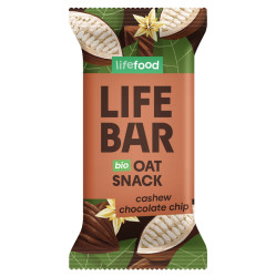 LIFEFOOD Lifebar Oat snack s kešu a kousky čokolády BIO 40 g