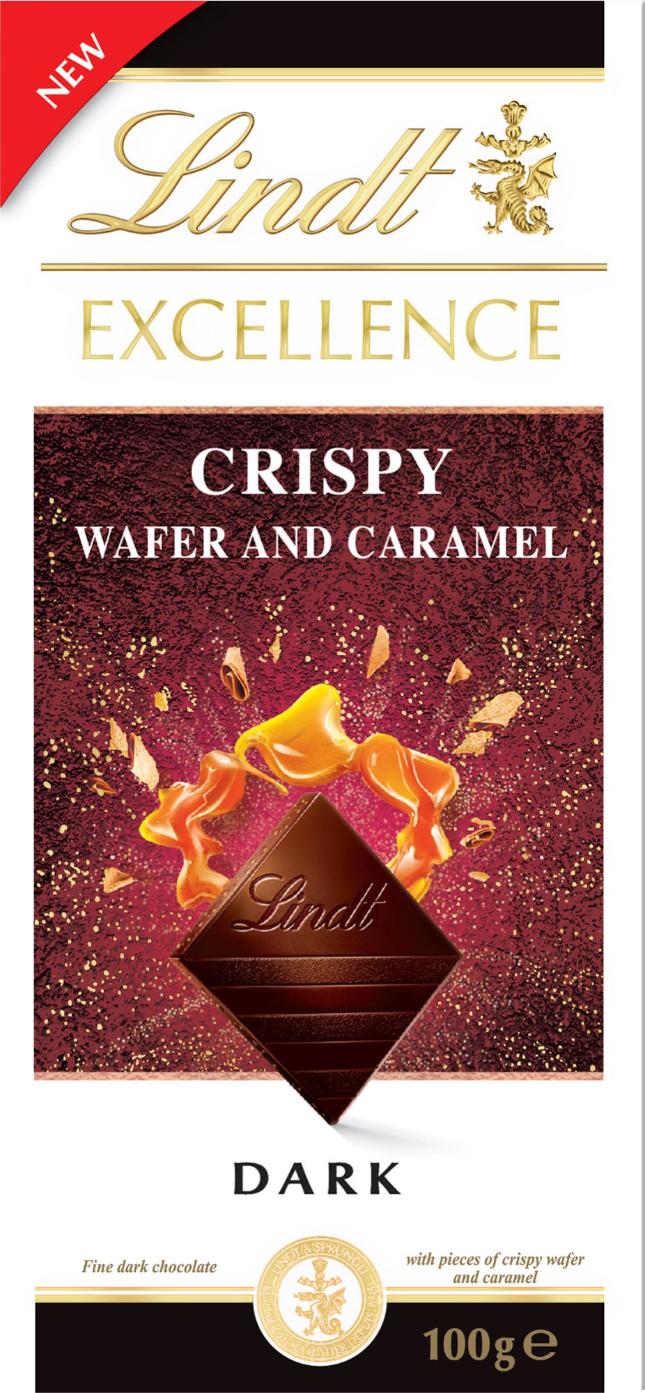 LINDT Excellence dark crispy wafer & caramel 100 g