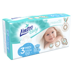 LINTEO Baby Premium Dětské plenky MIDI 5-9kg 54 ks