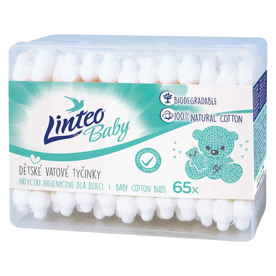 LINTEO Baby Vatové tyčinky papírové 65 ks