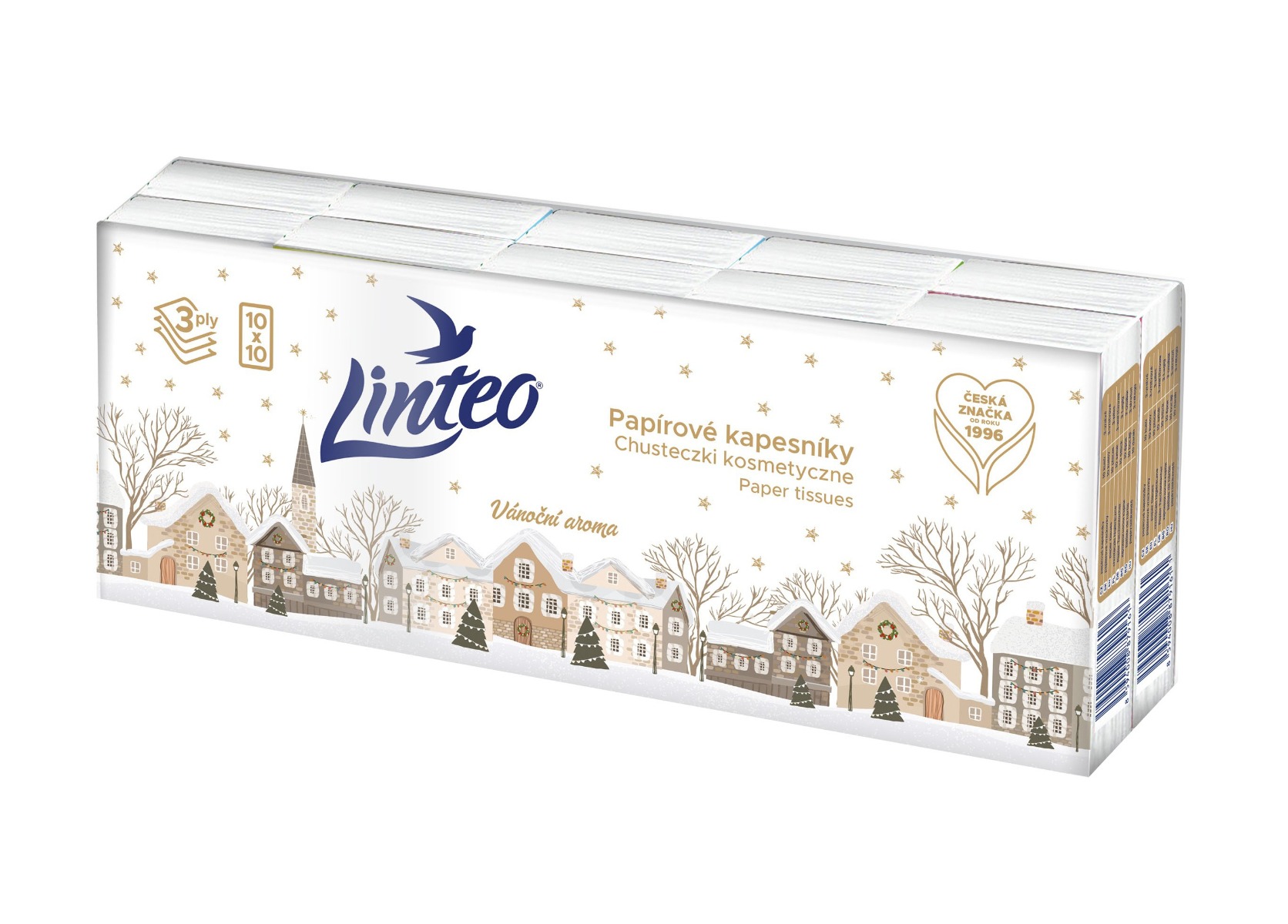 Linteo Den&Noc Papírové kapesníky 3vrstvé 10x10 ks