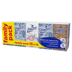 LINTEO Papírové kapesníky 3- vrstvé 15x10 ks