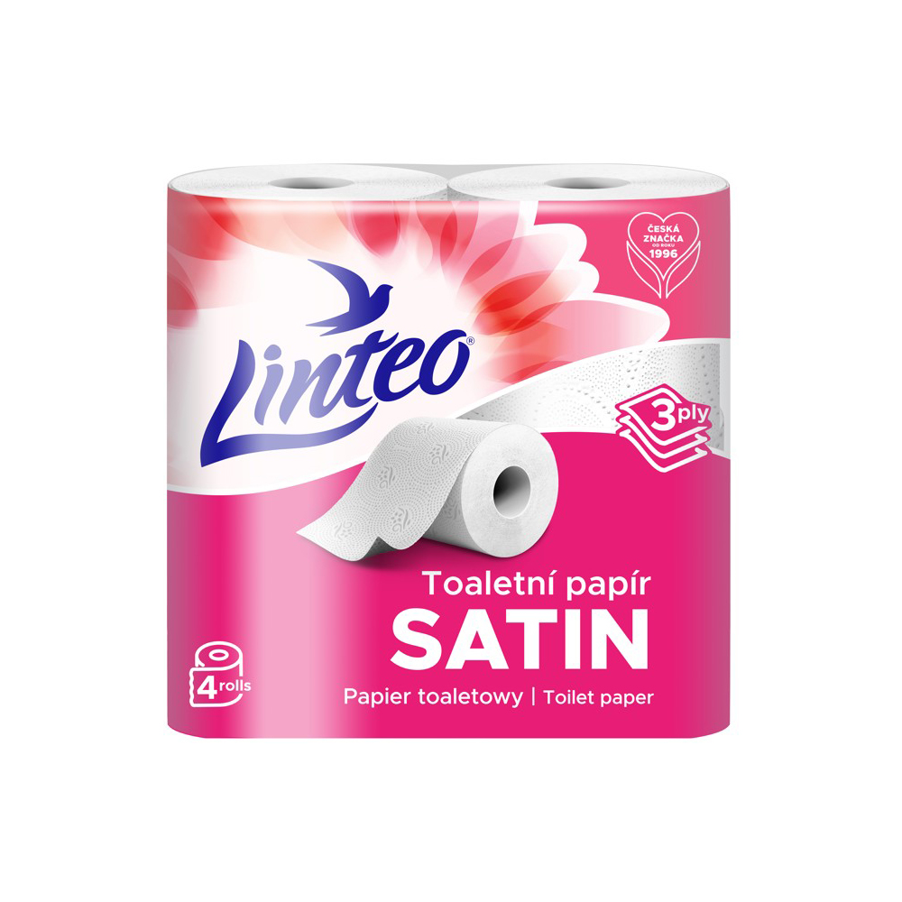 Linteo Satin Toaletní papír 3vrstvý bílý 4 role