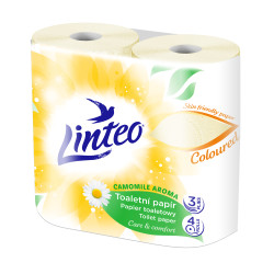 Linteo Toaletní papír 3vrstvý žlutý heřmánek 4 role