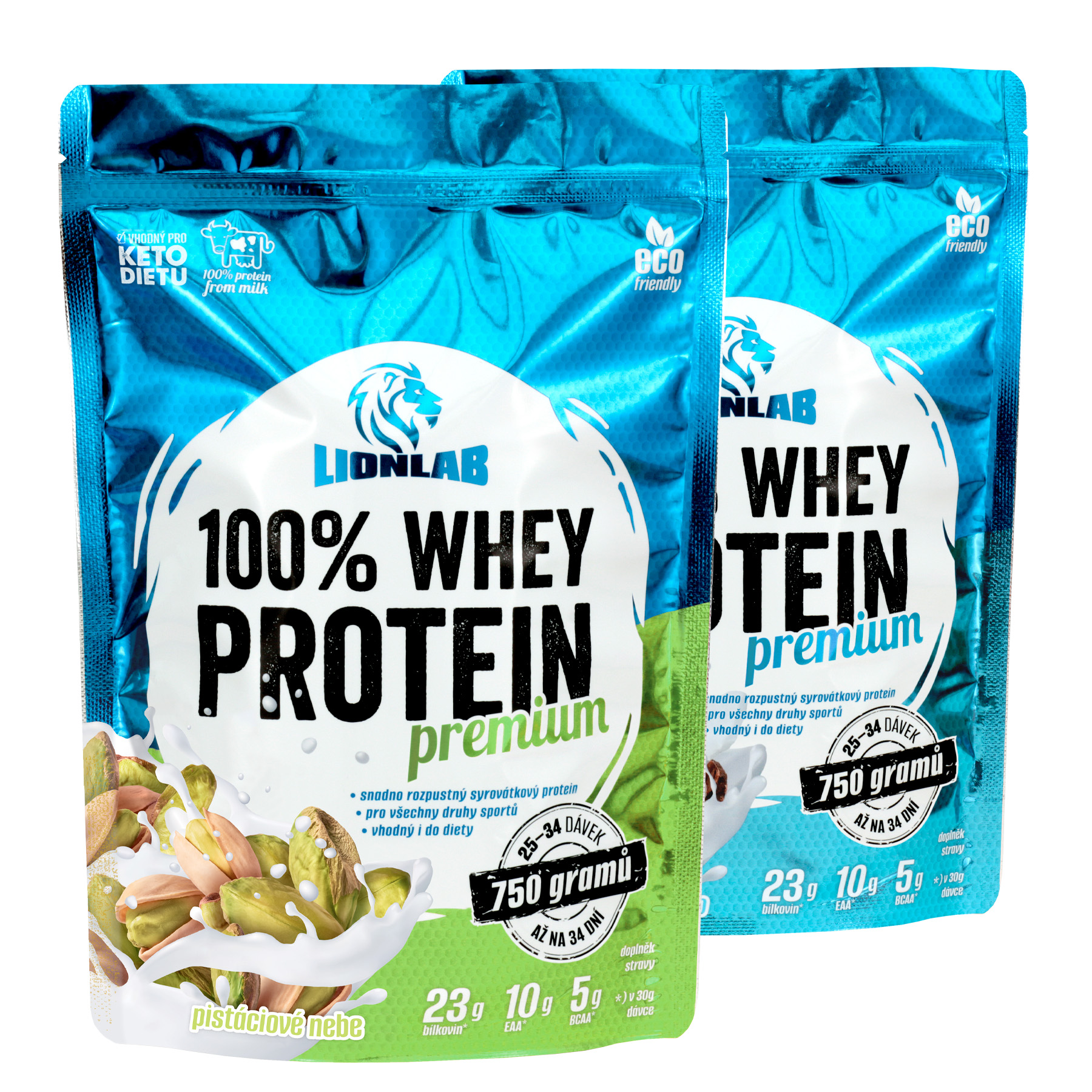Lionlab 100 % Whey Protein 750 g AKCE 1+1 pistácie + kokos