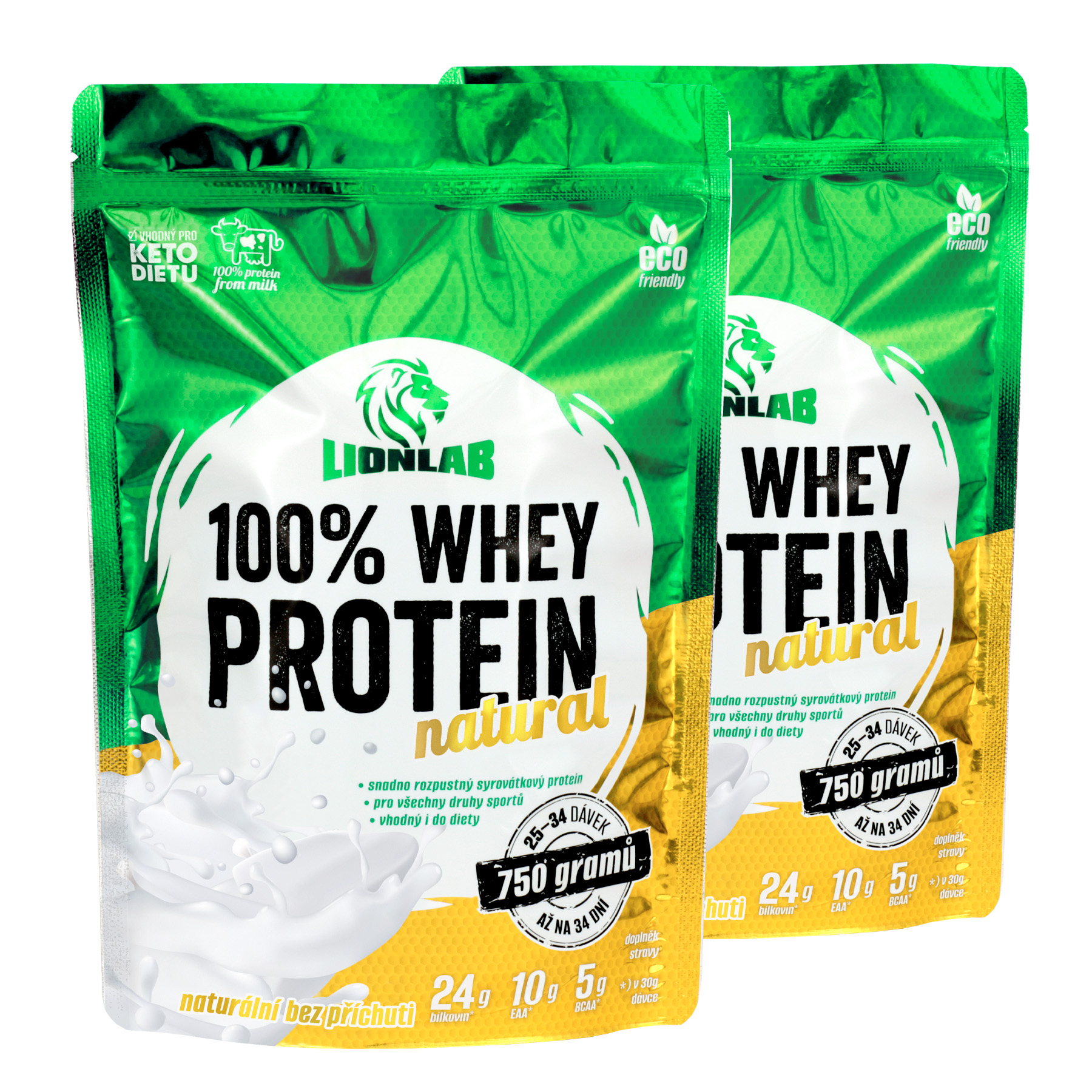 Lionlab Whey Protein bez sladidel a příchuti AKCE 1+1 natural + natural