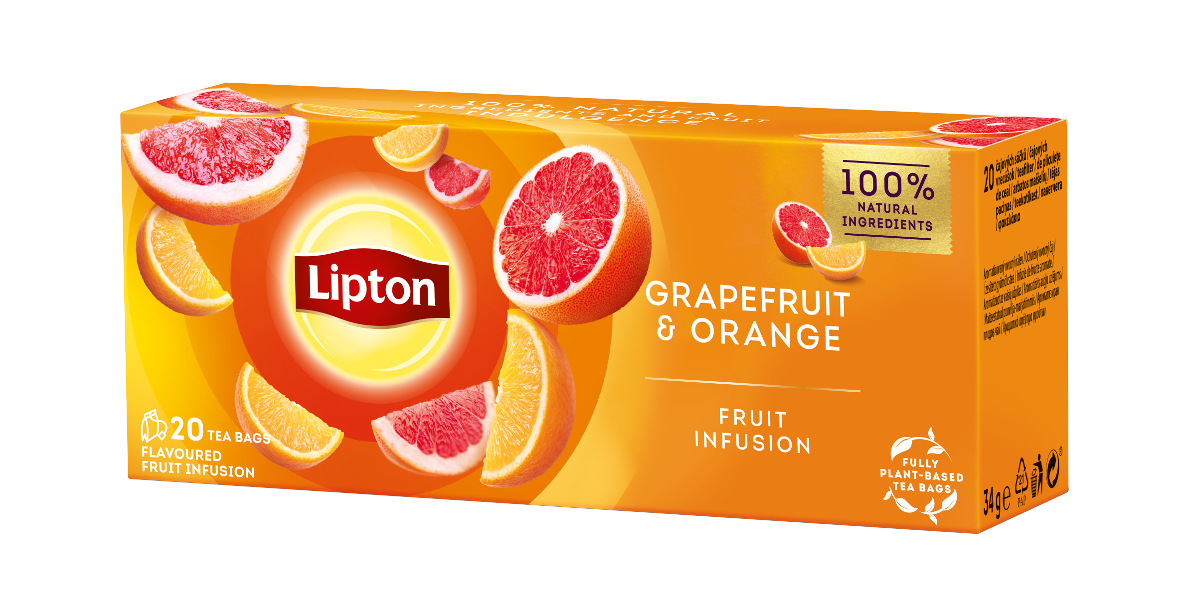 Lipton Grapefruit & Orange porcovaný čaj 20x1,7 g