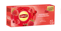 Lipton Raspberry & Cranberry porcovaný čaj 20x1,7 g