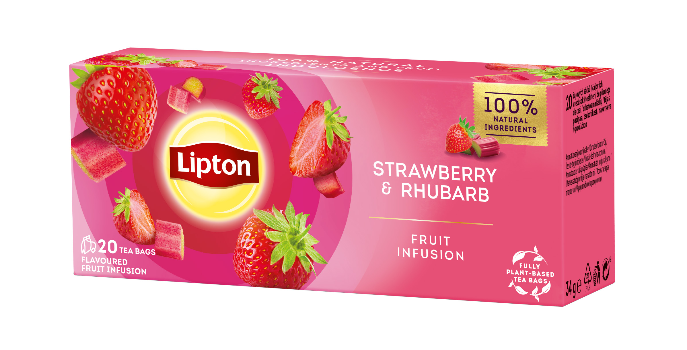 Lipton Strawberry & Rhubarb porcovaný čaj 20x1,7 g